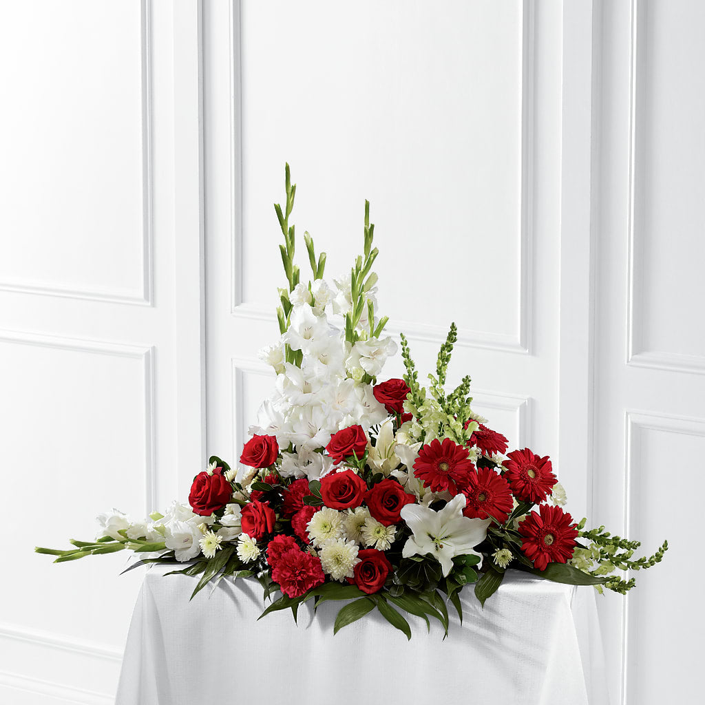 Crimson & White Arrangement – MARE'S FLOWER SHOP, Las Vegas NV