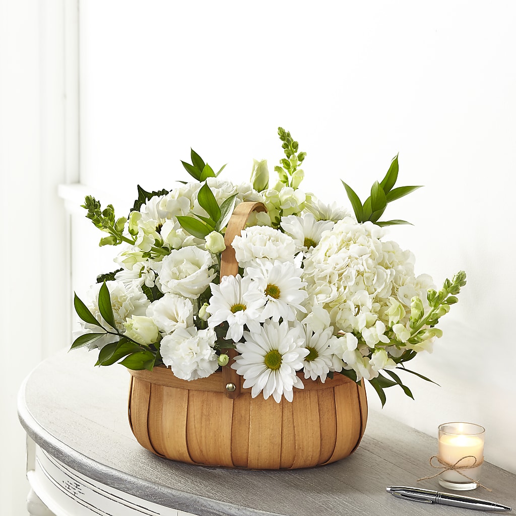 Pure Ivory Basket – MARE'S FLOWER SHOP, Las Vegas NV