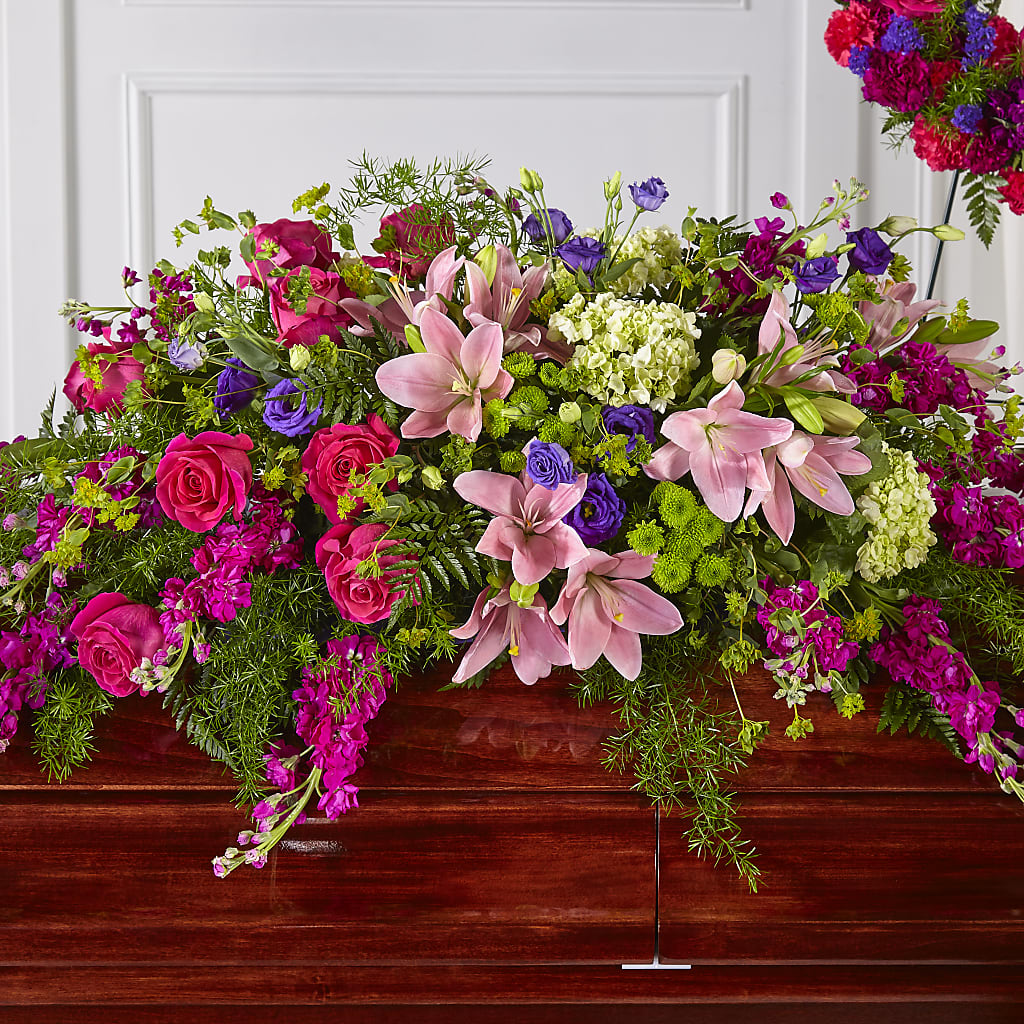 Radiant Tribute Casket Spray – MARE'S FLOWER SHOP, Las Vegas NV