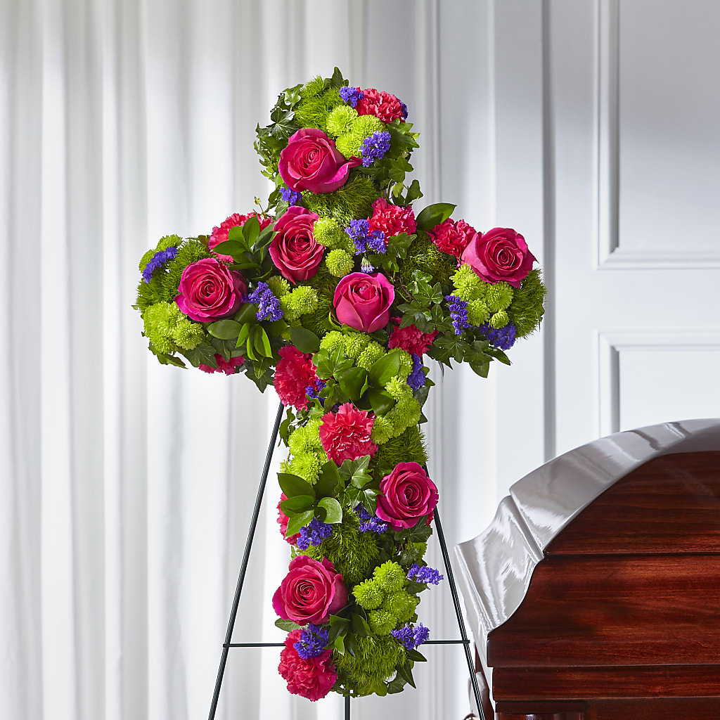 Tribute Rose Floral Cross – MARE'S FLOWER SHOP, Las Vegas NV