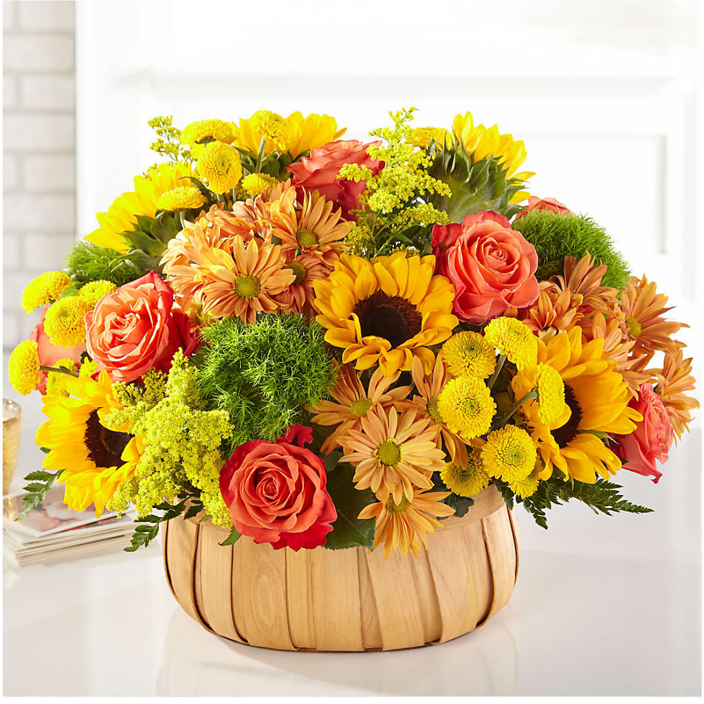 Harvest Sunflower Basket – MARE'S FLOWER SHOP, Las Vegas NV