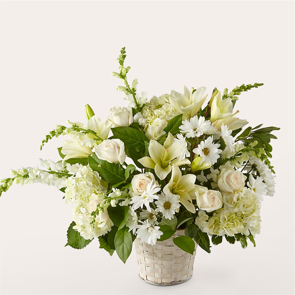 Ivory Elegance Floral Basket – MARE'S FLOWER SHOP, Las Vegas NV