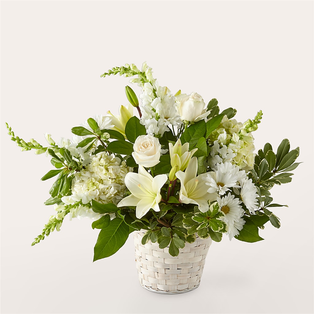Ivory Elegance Floral Basket – MARE'S FLOWER SHOP, Las Vegas NV
