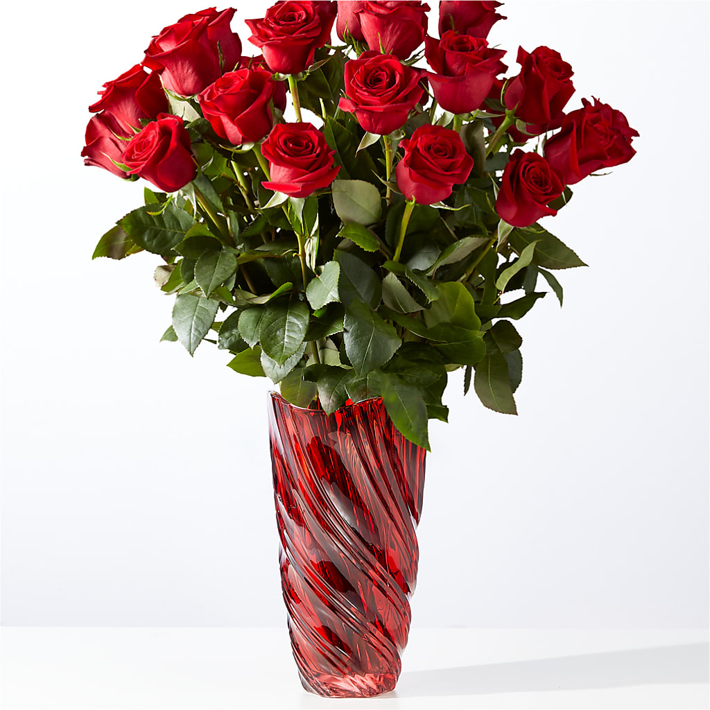 Classic Love Red Rose Bouquet with Luxe Swirl Vase – MARE'S FLOWER SHOP, Las Vegas NV