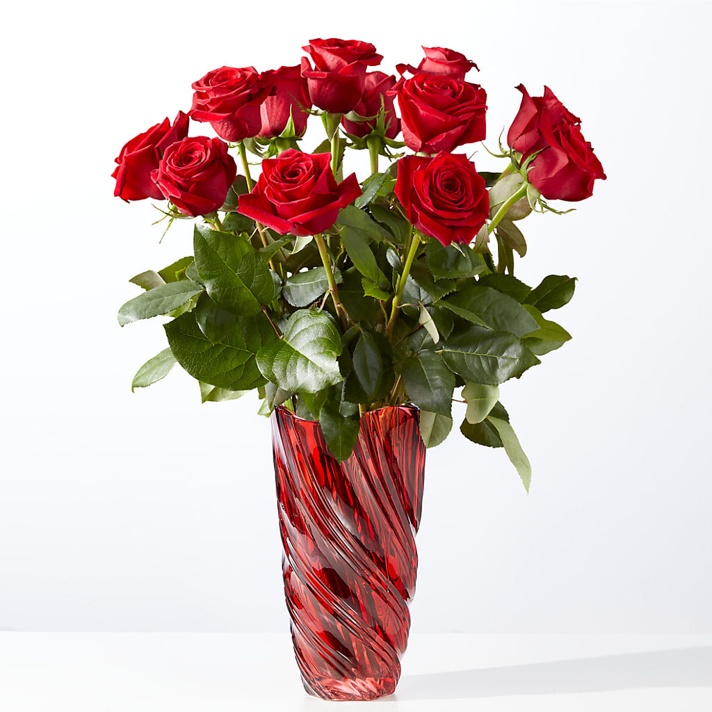 Classic Love Red Rose Bouquet with Luxe Swirl Vase – MARE'S FLOWER SHOP, Las Vegas NV