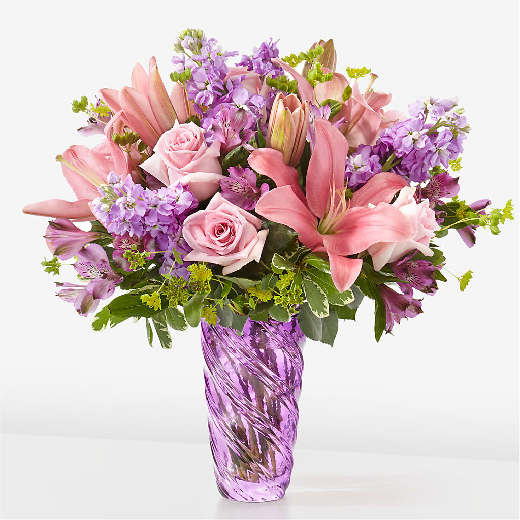 Precious Petals Bouquet with Luxe Swirl Vase – MARE'S FLOWER SHOP, Las Vegas NV